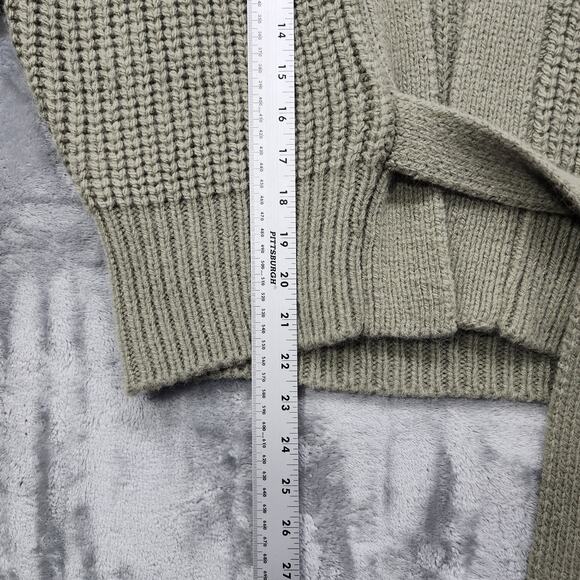 Zara Sweater Womens S Green Wrap Belted Cropped Cardigan Oversized Preppy Casual - Picture 9 of 10